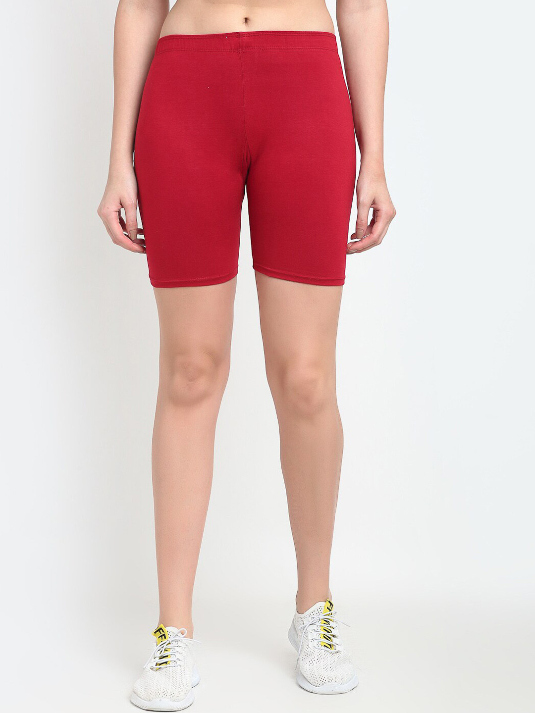 GRACIT Women Maroon Four Way Super Combed Lycra Cycling Shorts