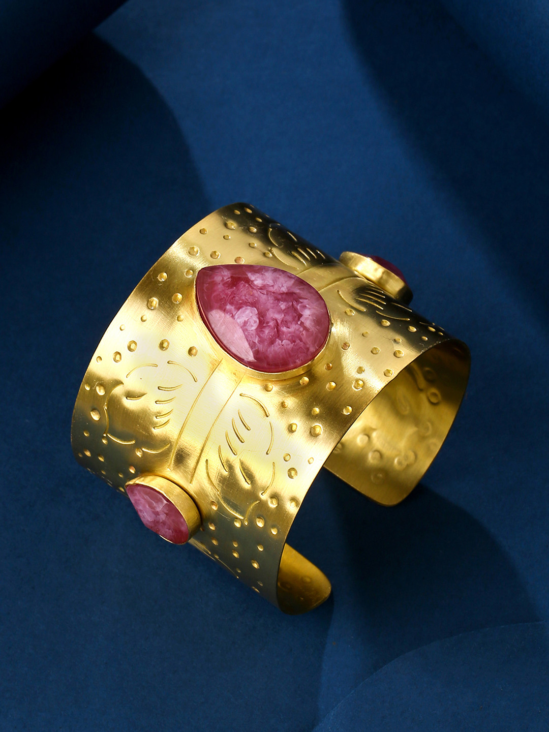 Yellow Chimes Women Gold-Toned & Red Stone studded Bangle-Style Bracelet