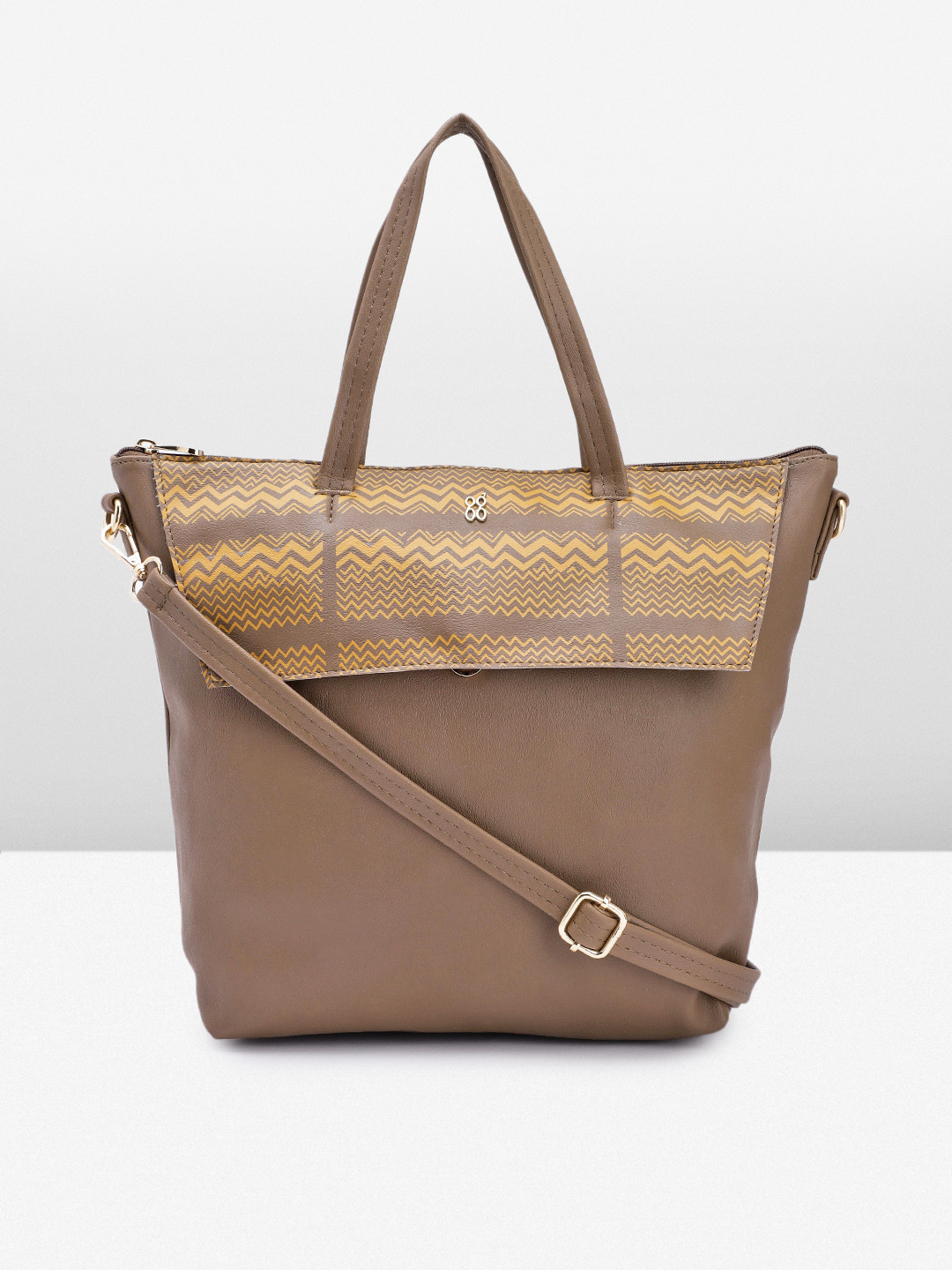 Baggit Chevron Striped Structured Handheld Bag