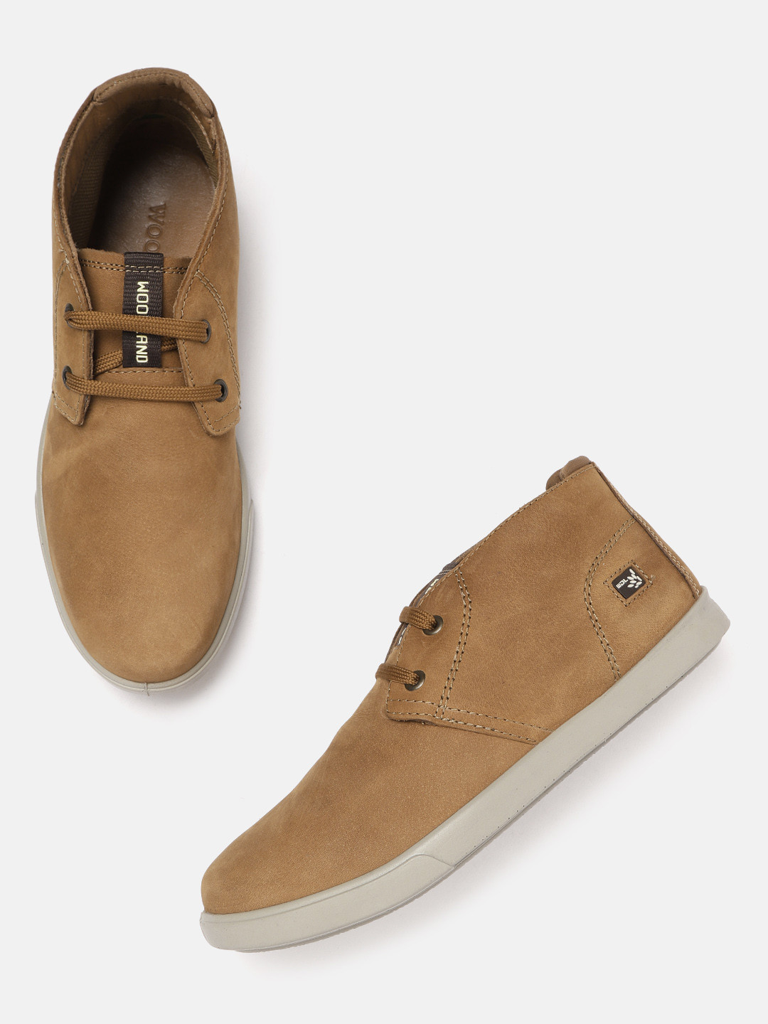 Woodland Men Camel Brown Solid Leather Derbys