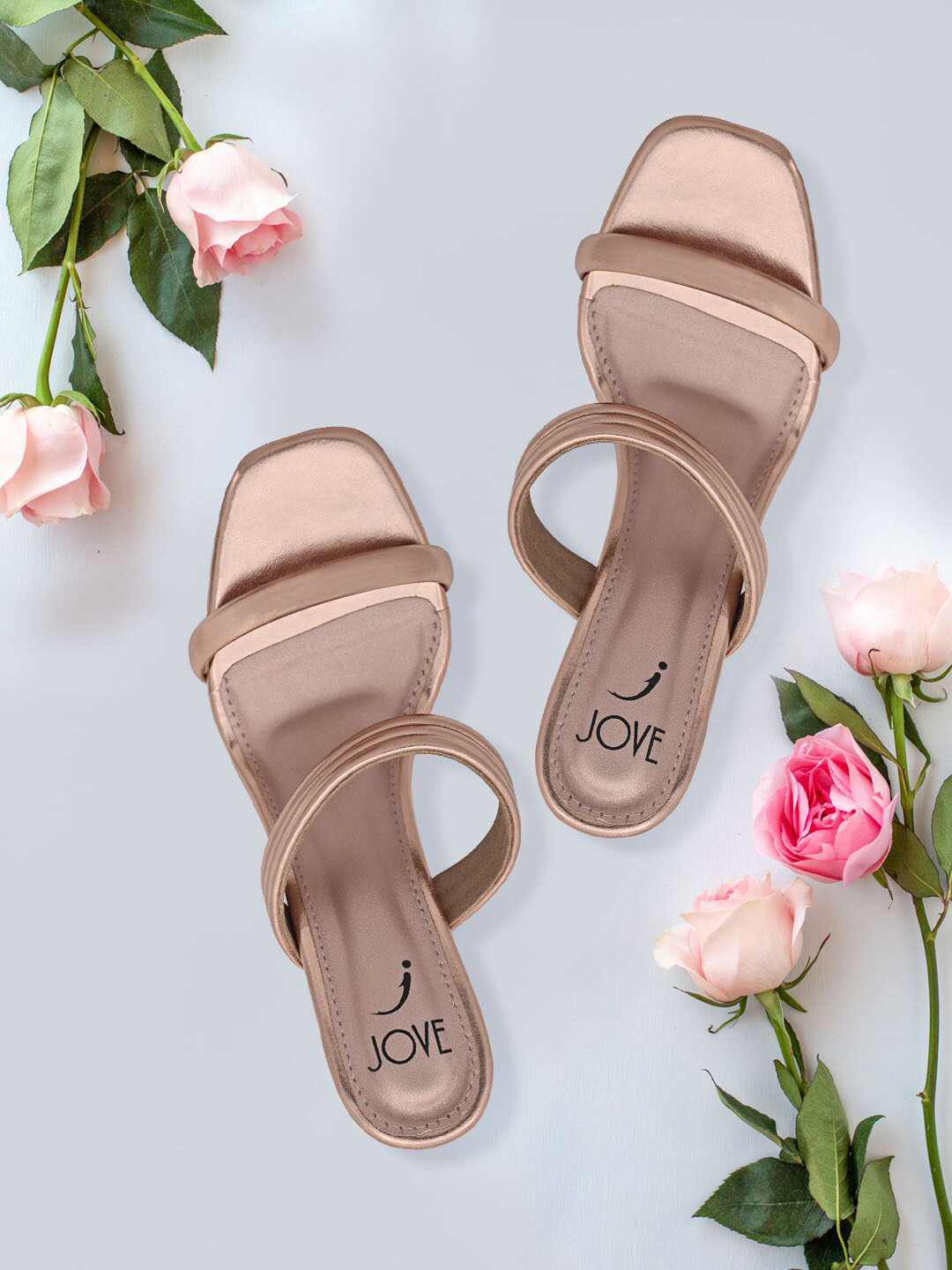 Jove Women Rose Gold Block Heels