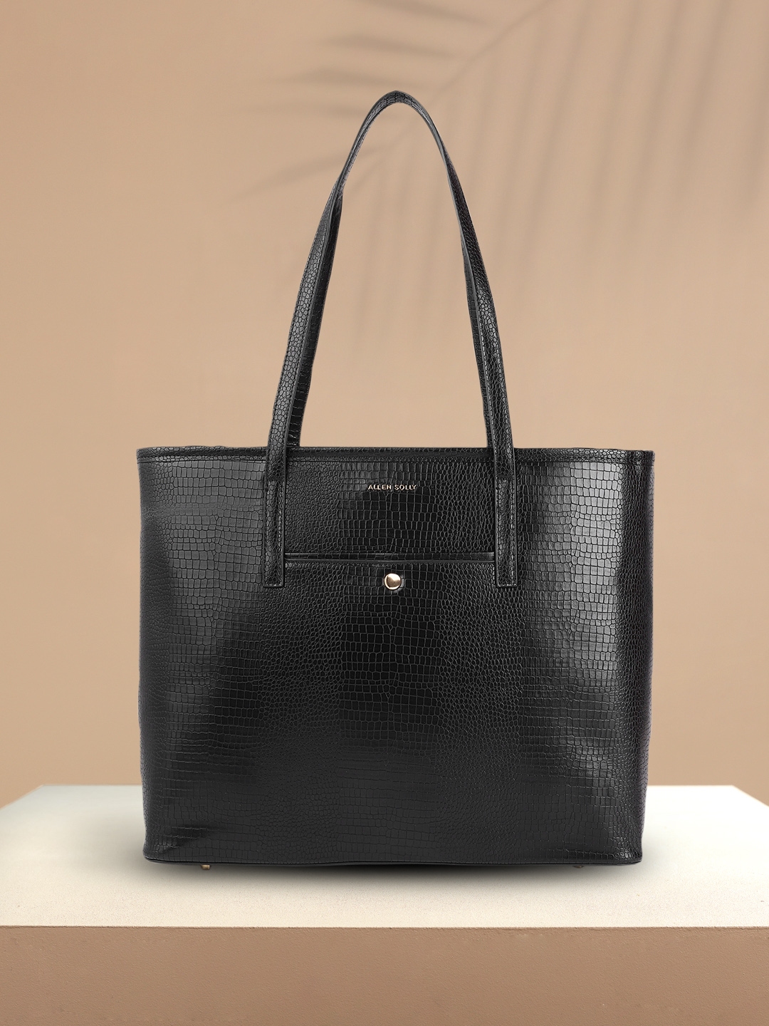 Buy Allen Solly Black Animal Textured Oversized Laptop Shoulder Bag Handbags for Women 20358046 Myntra