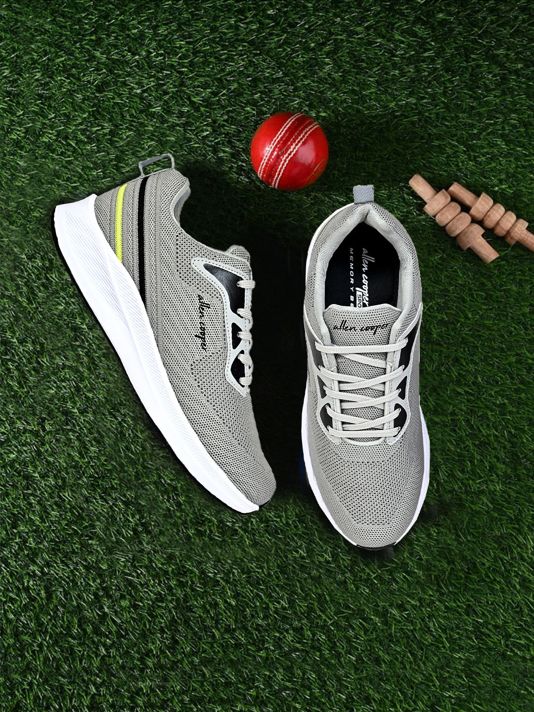 Allen Cooper Men Grey Mesh Sports Shoes