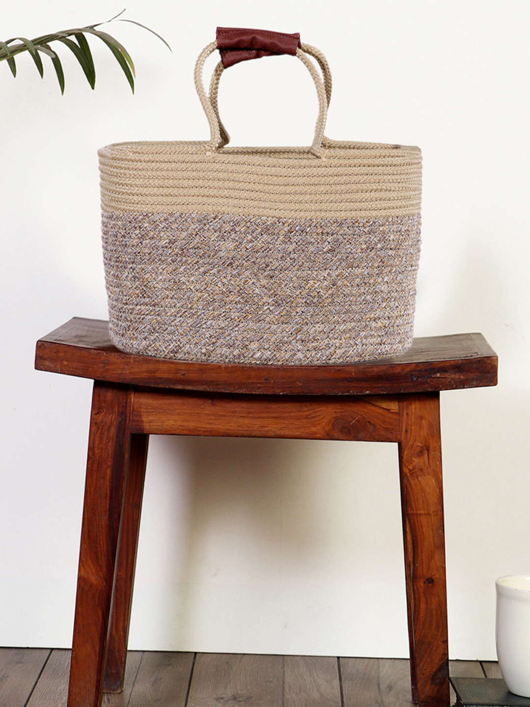 Pano Beige Striped Multi-Utility Storage Basket Organiser