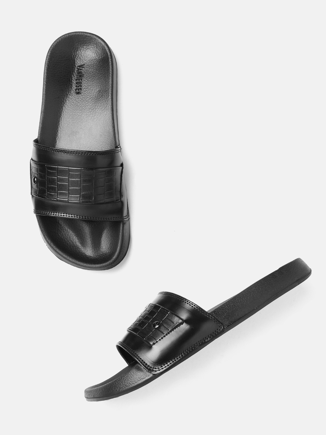Van Heusen Men Sliders With Croc Textured Detail
