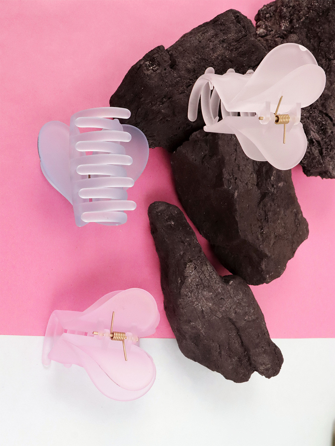 VAGHBHATT Women Purple & Cream-Coloured Set of 3 Claw Clip