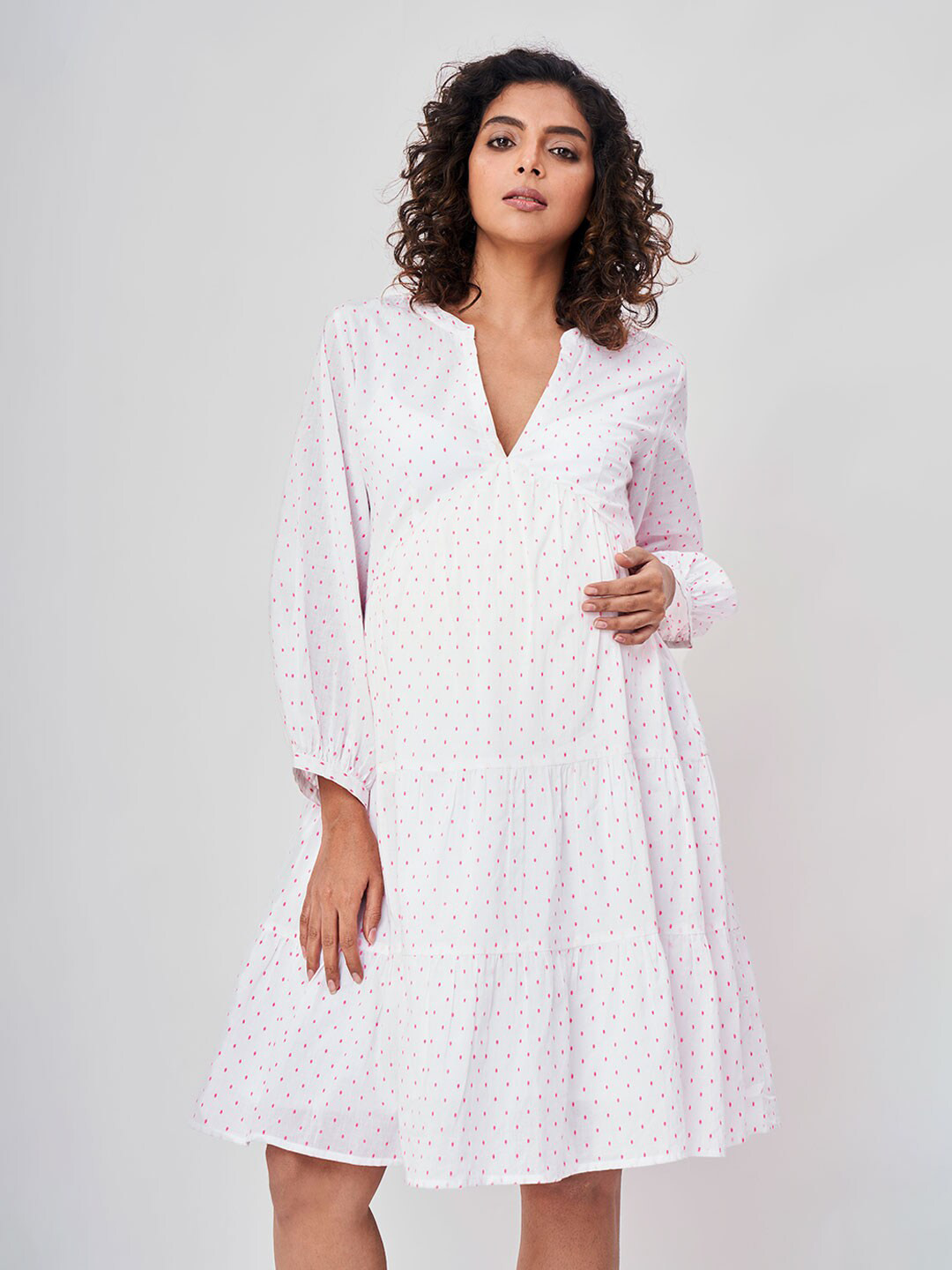 Ed-a-Mamma White Maternity A-Line Dress