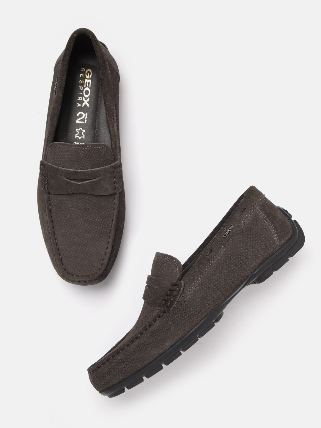 Geox Men Brown Leather Driving Shoes