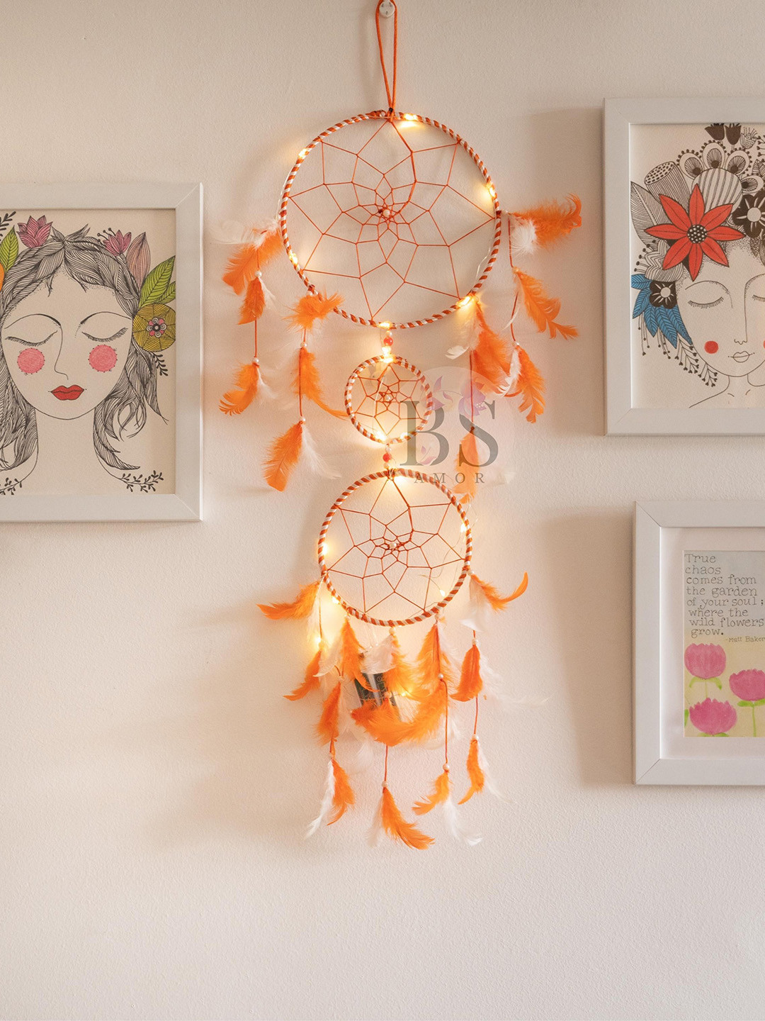 BS AMOR Orange Dream Catcher With Lights