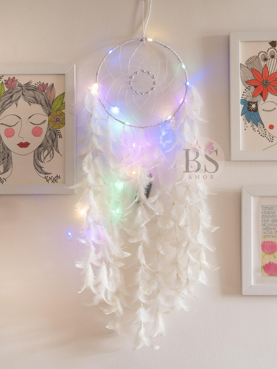 BS AMOR White Dream Catcher With Lights