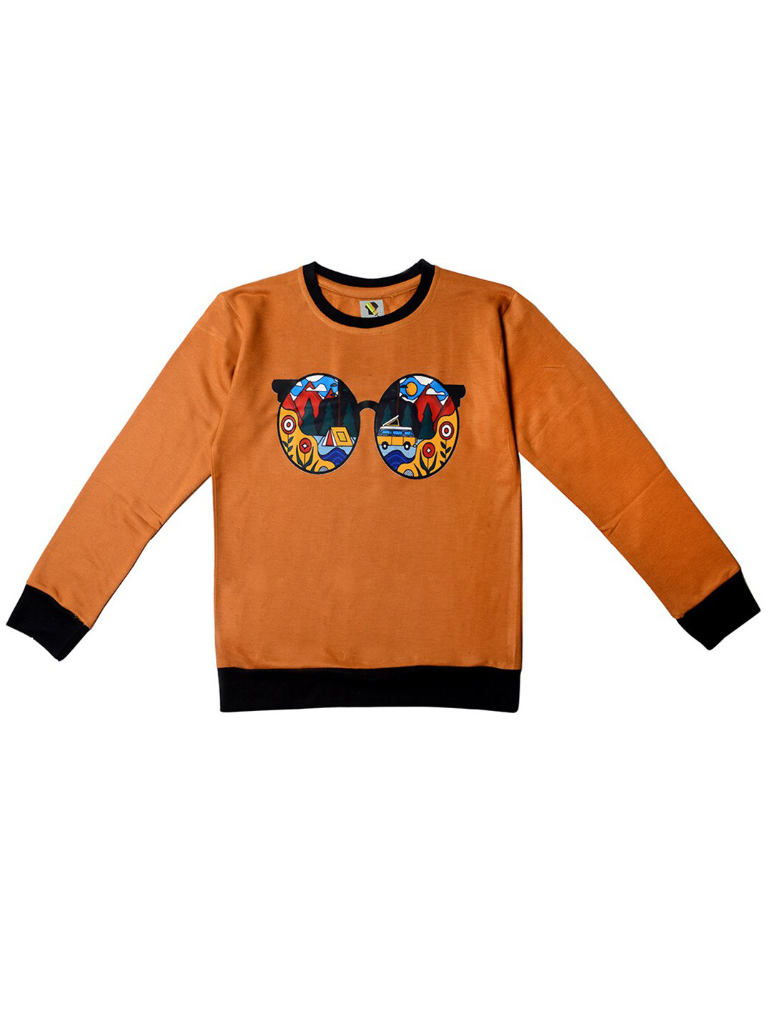 TINY HUG Kids Pack Of 2 Fluorescent Green& Brown Printed Sweatshirt