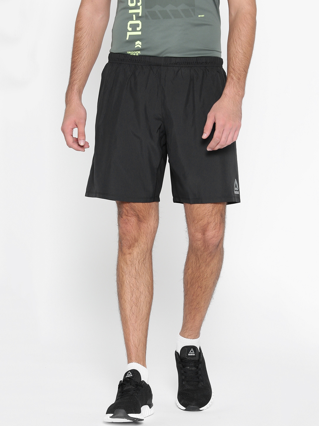 Buy Reebok Men Black RE 8 Inch Solid Running Shorts Shorts for