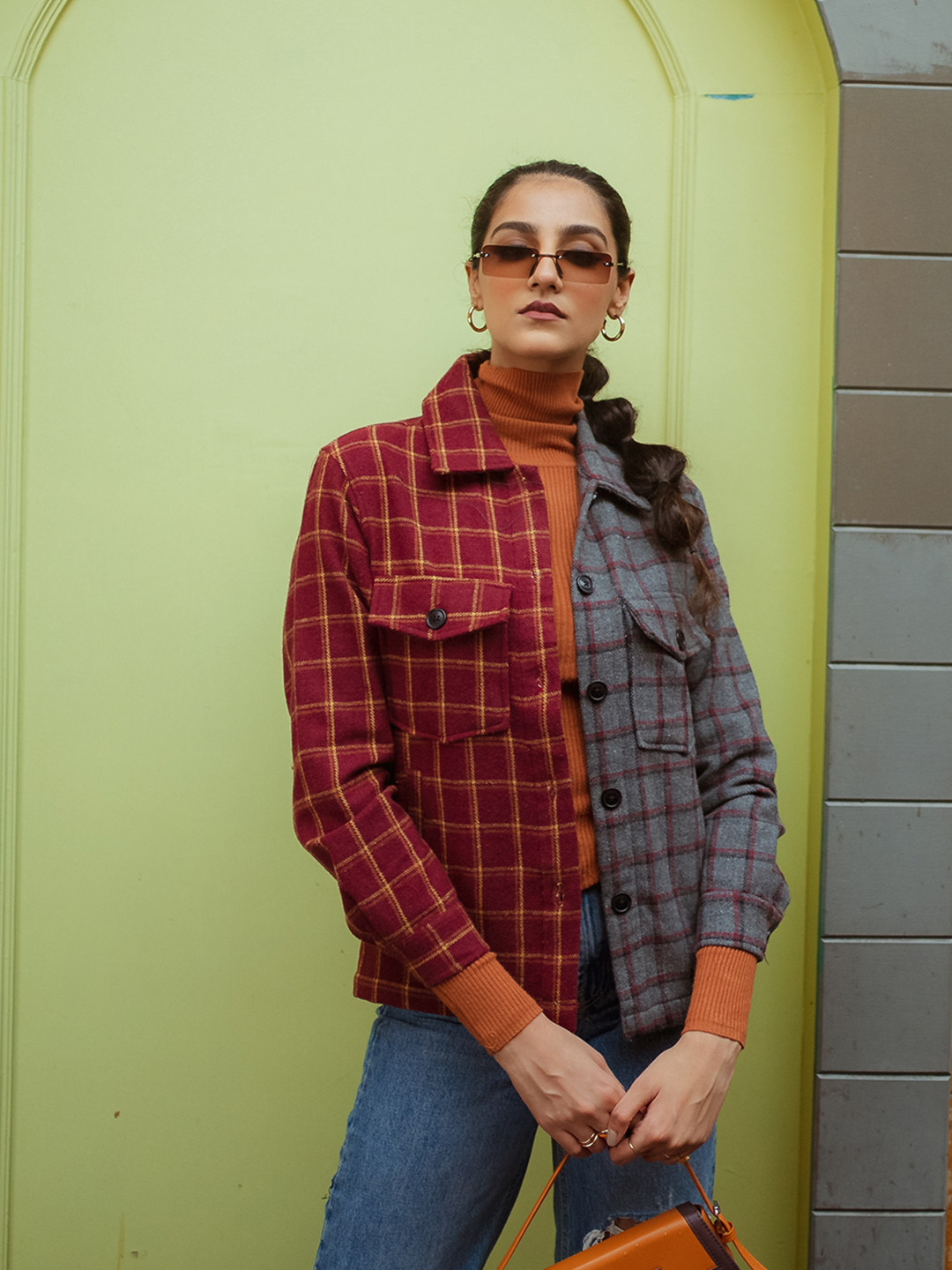Dlanxa Women Maroon Checked Coat