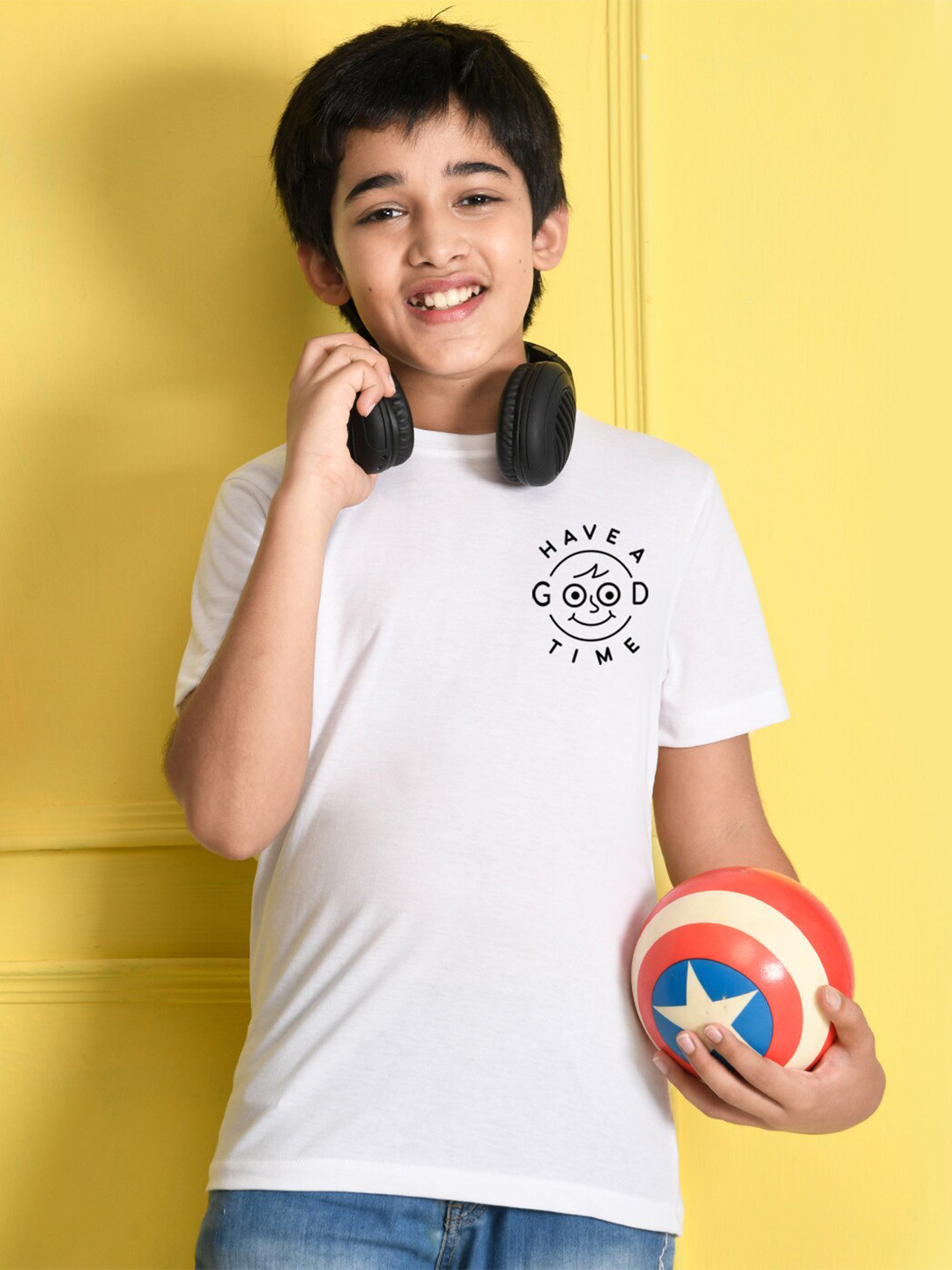 NUSYL Boys Solid White T-shirt