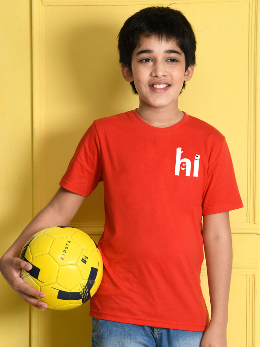 NUSYL Boys Red Bio Washed Cotton T-shirt