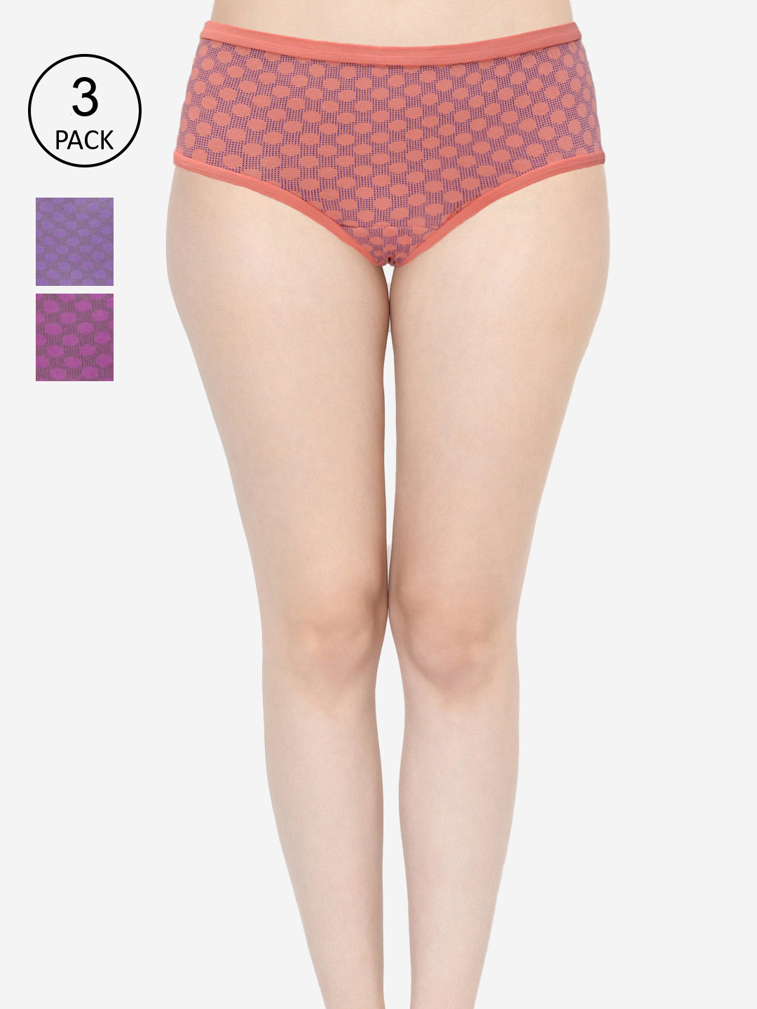 GROVERSONS Paris Beauty Women Pack of 3 Printed Assorted Hipster Briefs RO-1200MULTI