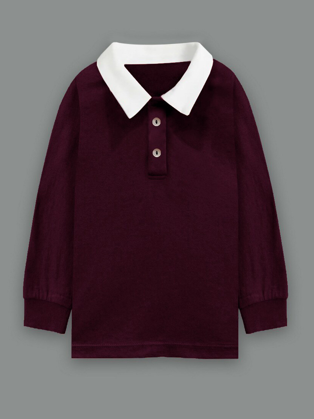 A T U N Boys Burgundy Polo Collar T-shirt