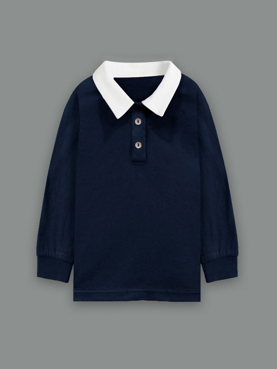 A T U N Boys Navy Blue Polo Collar T-shirt