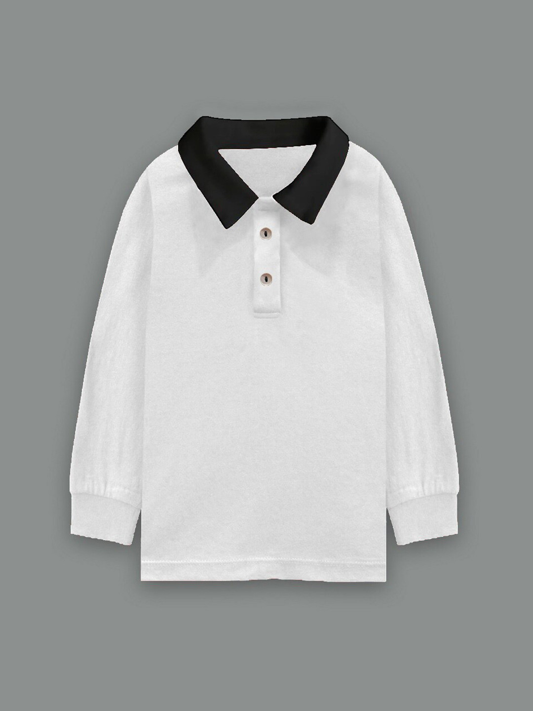 A T U N Boys White & Black Polo Collar Rugby Pure Cotton T-shirt