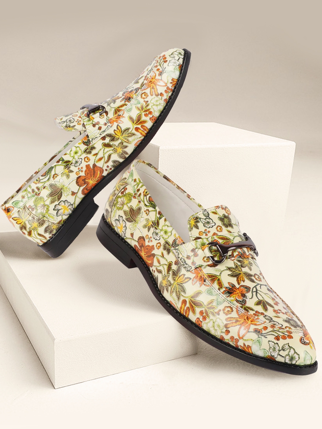 Buy FAUSTO Men Cream Coloured Floral Printed Loafers Casual Shoes for Men 20368230 Myntra
