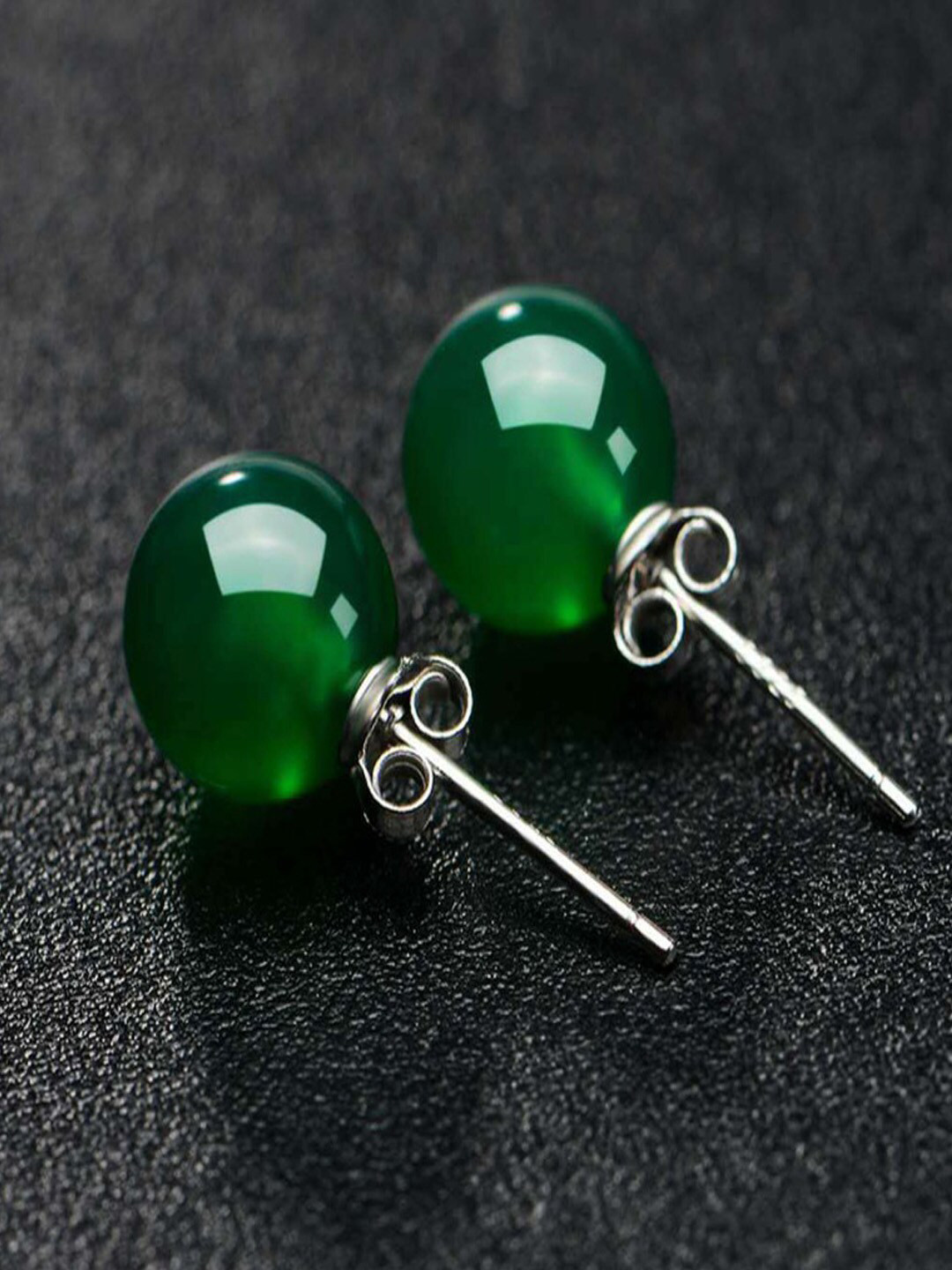 Young & Forever Sea Green Silver-Plated Sterling Silver Spherical Studs Earrings