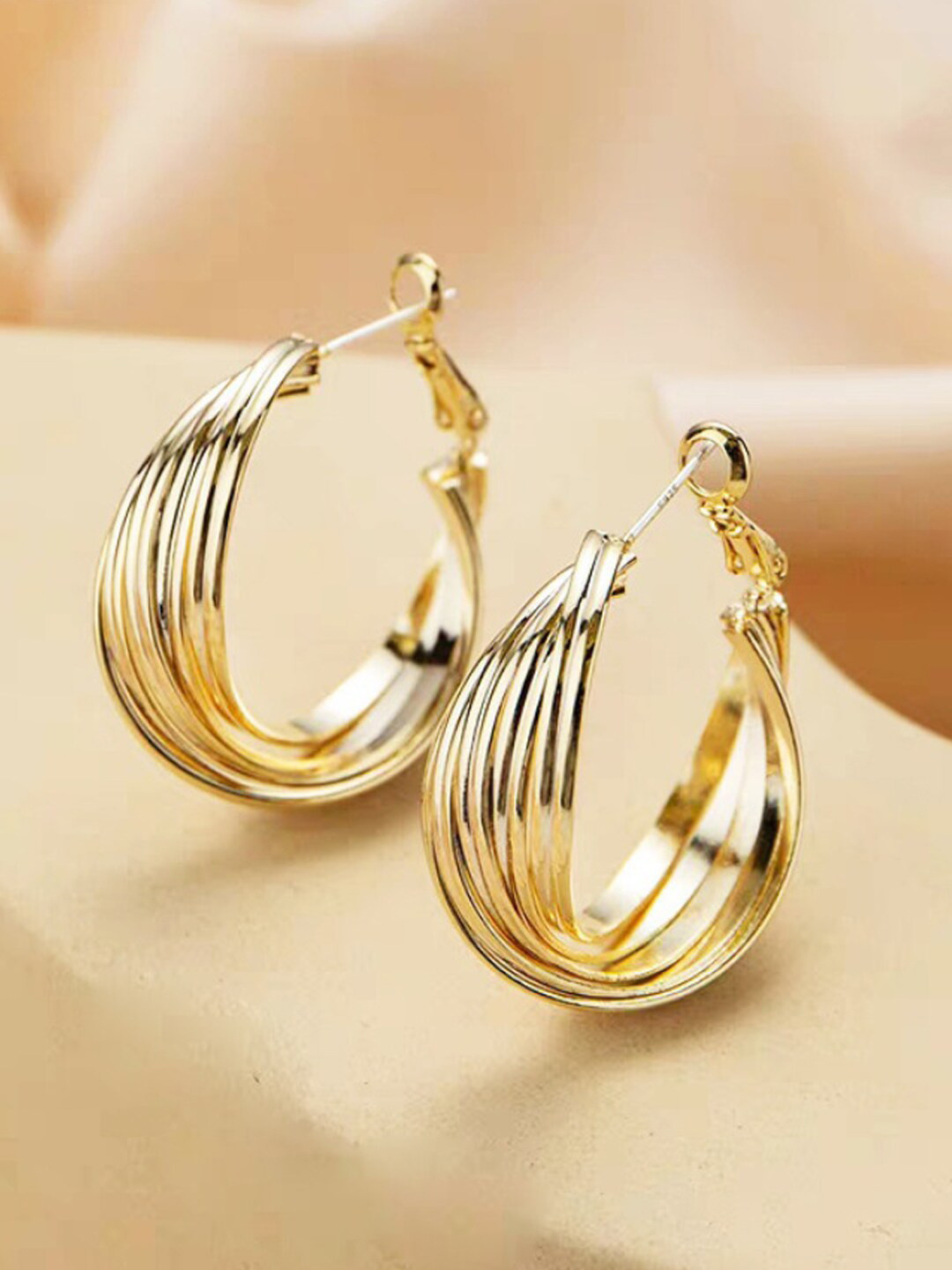 Young & Forever Gold-Toned Brass Plated Oval Hoop Earrings