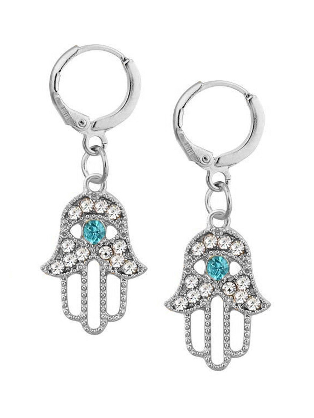 Young & Forever Silver-Plated White & Blue Circular Hoop Earrings