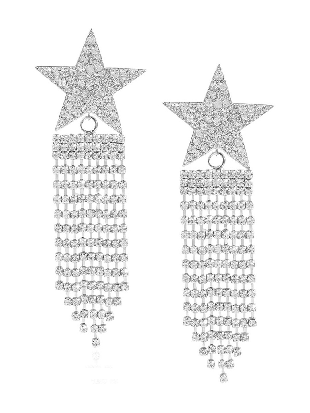 Young & Forever Silver-Toned Star Shaped Drop Earrings