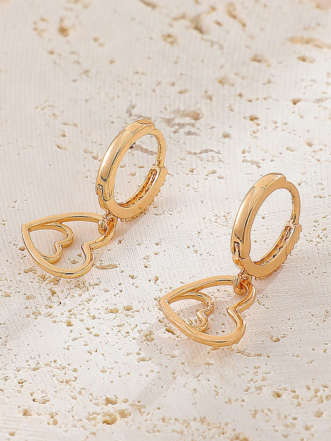 Young & Forever Women AAA Zircon Gold Plated Heart Shaped Drop Earrings