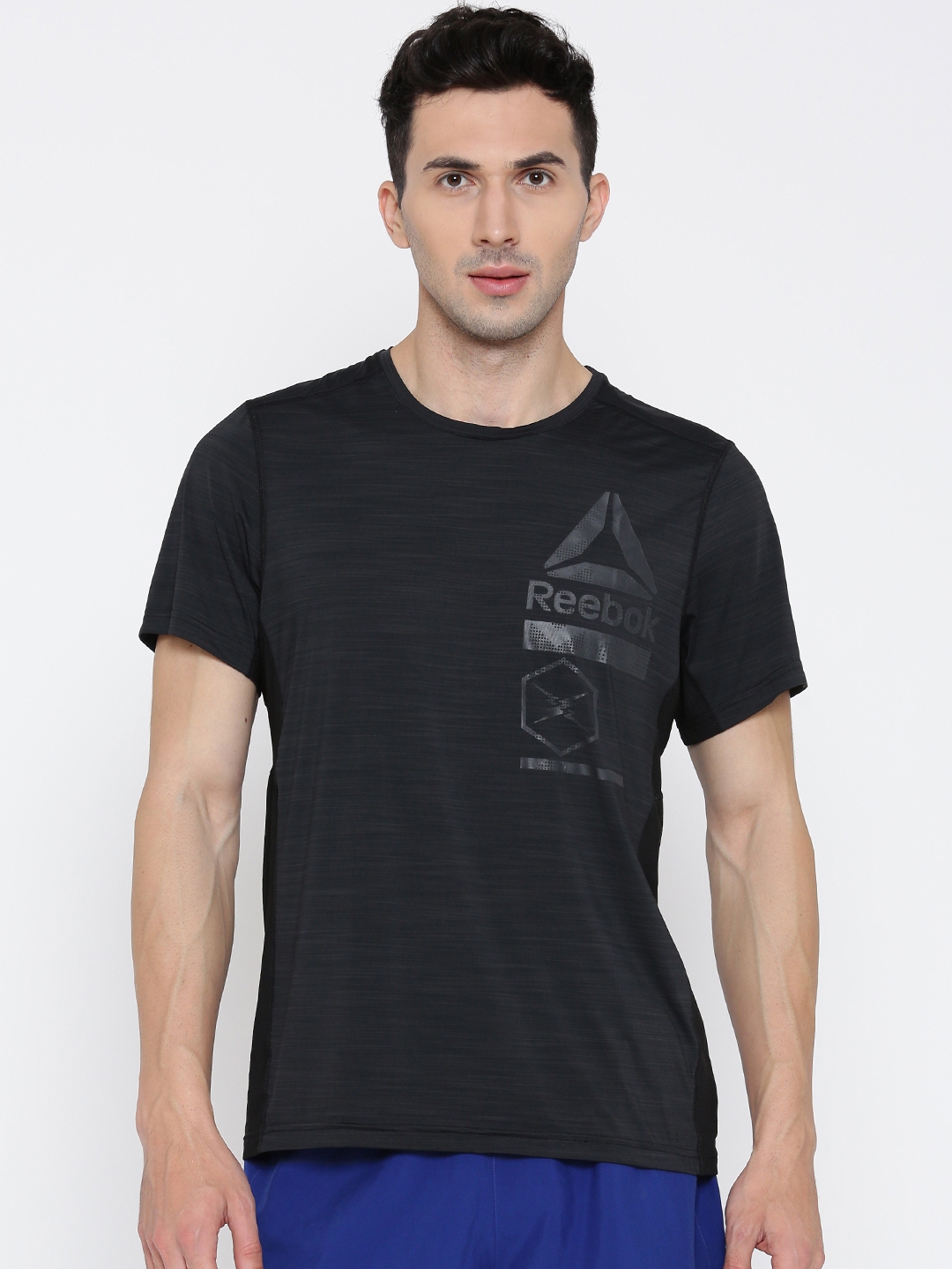 REEBOK Printed Men Round Neck Black T-Shirt - Buy REEBOK Printed