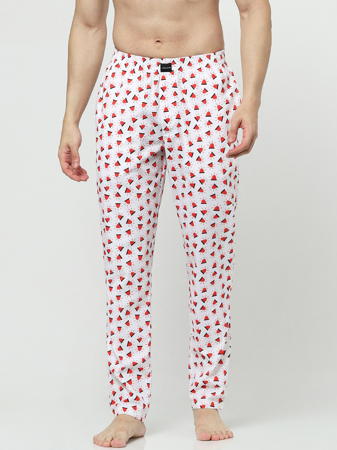 Jack & Jones Men White & Red Printed Lounge Pant
