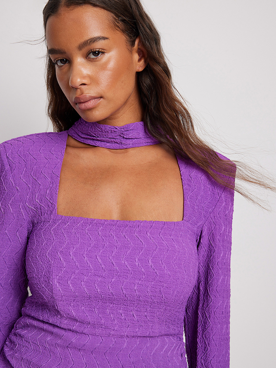 NA-KD Women Purple Solid Square Neck Bodycon Mini Dress