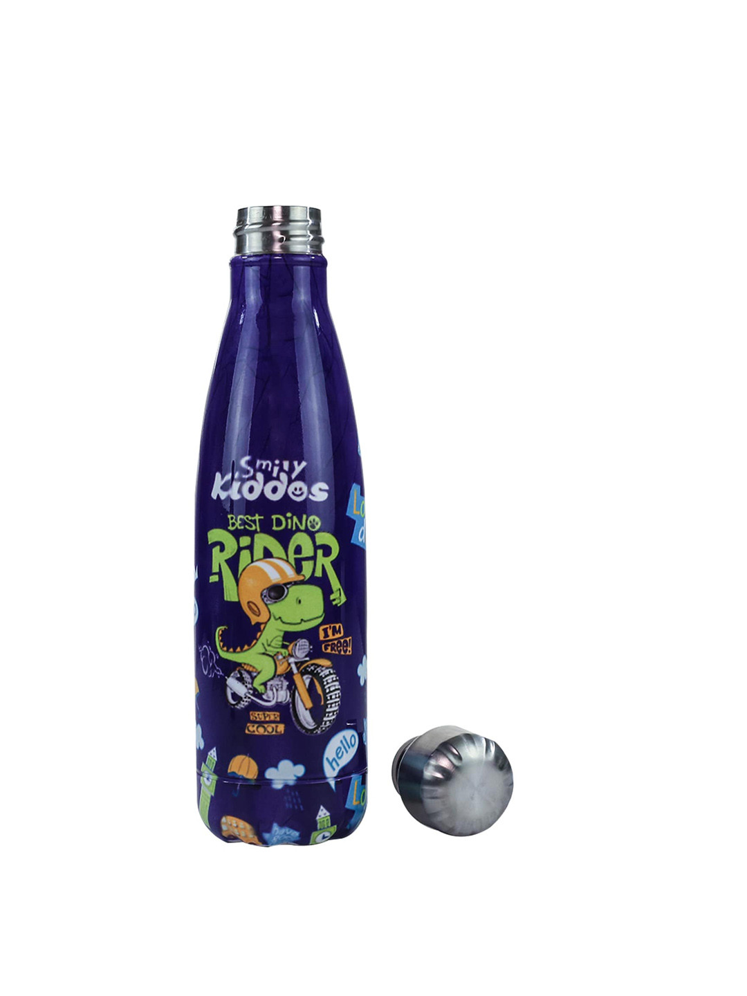 Smily Kiddos Violet Conversational Stainless Steel Double Wall Vacuum Flask - 500ml
