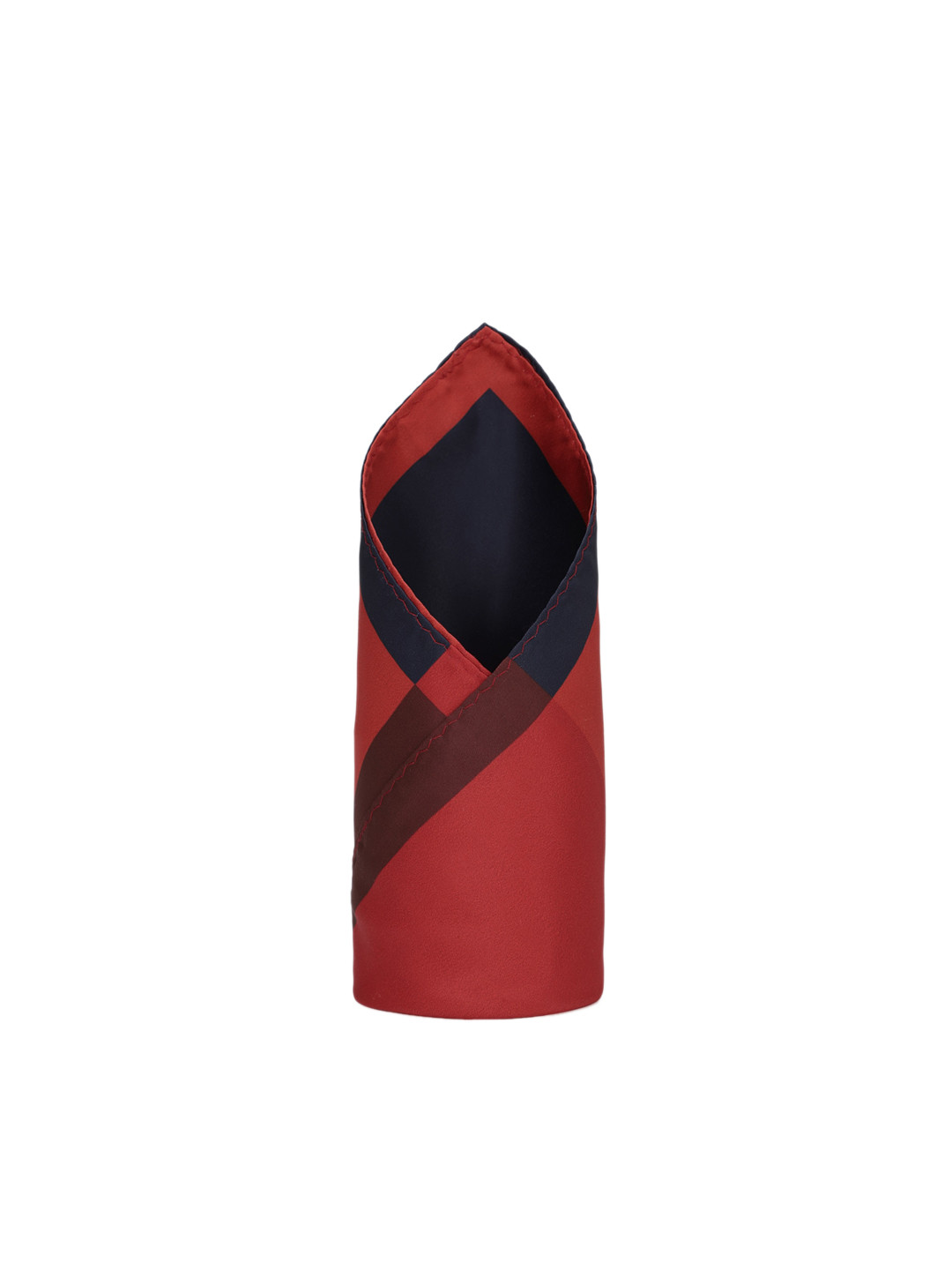Louis Philippe Men Maroon & Navy-Blue Color Blocked Pocket Square
