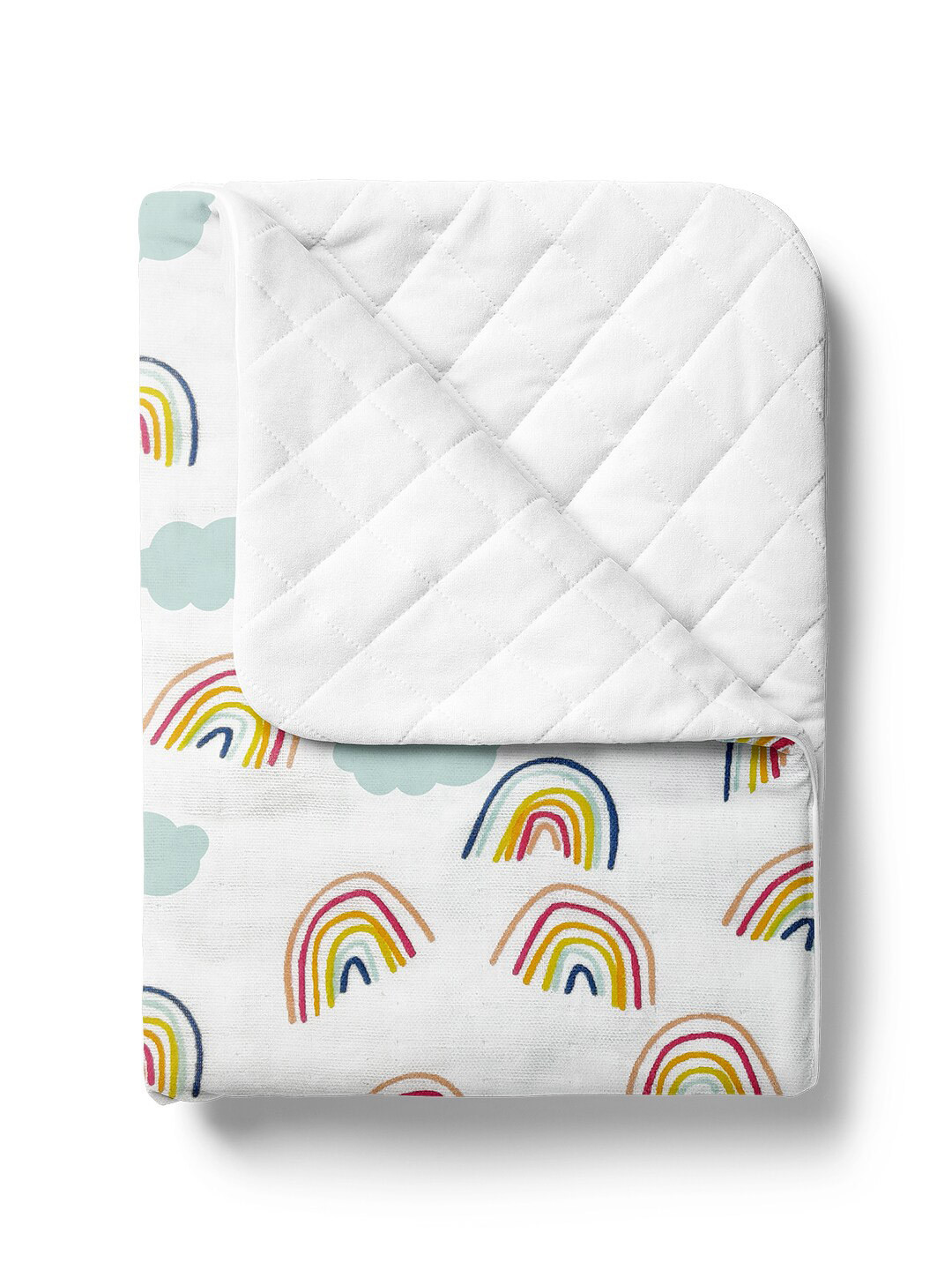 Moms Home White & Red Geometric AC Room 500 GSM Organic Cotton Single Bed Quilt