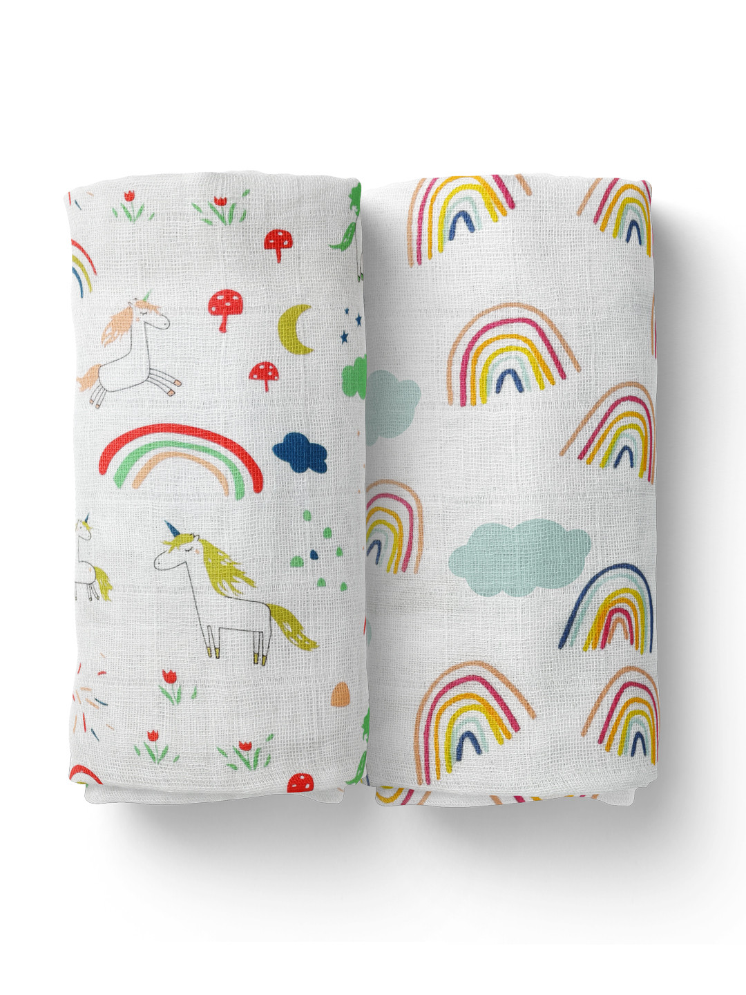 Moms Home Infants Set of 2 Multi-Coloured Printed Muslin Swaddles