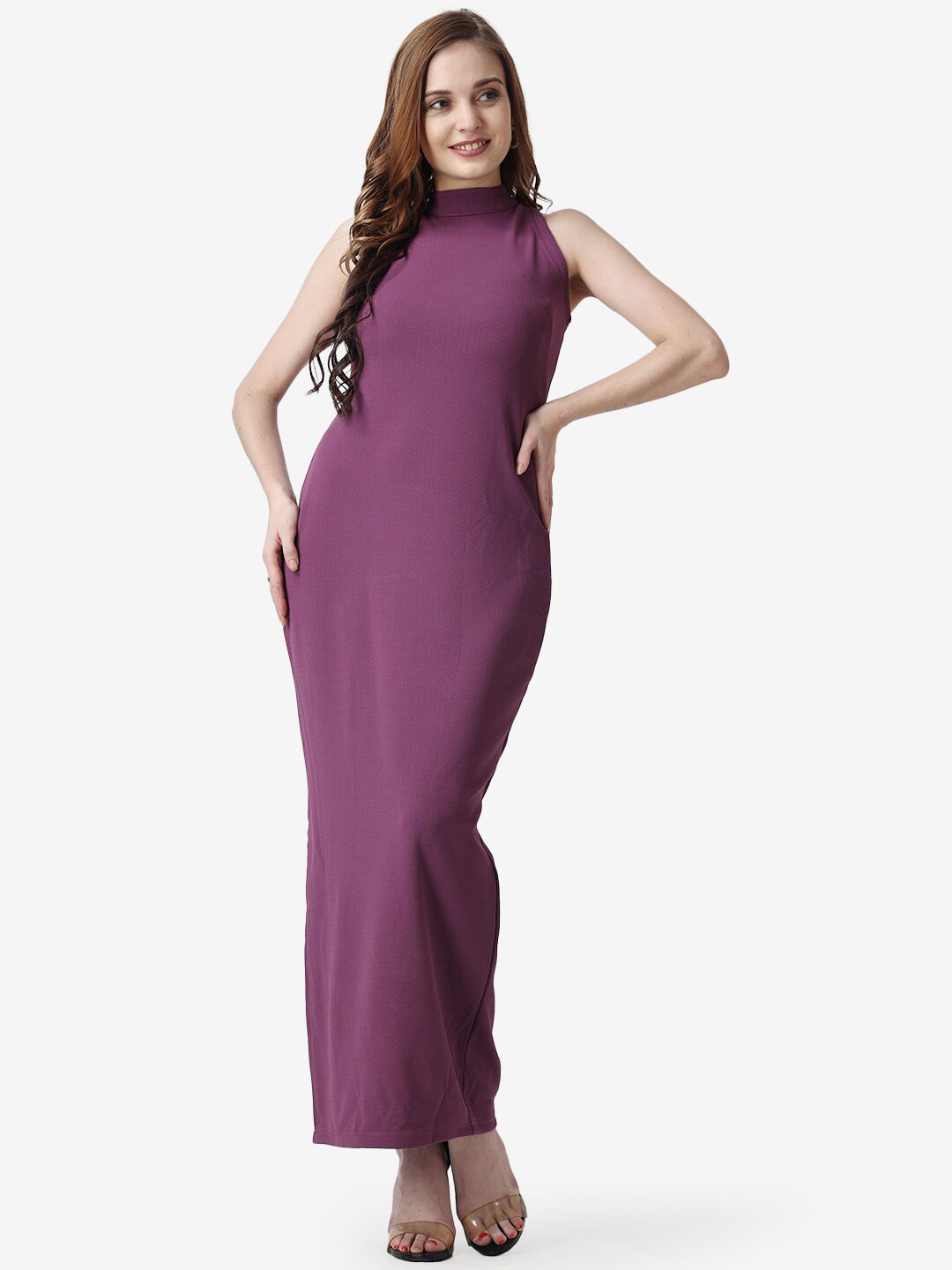 Popwings Purple High Neck Maxi Dress