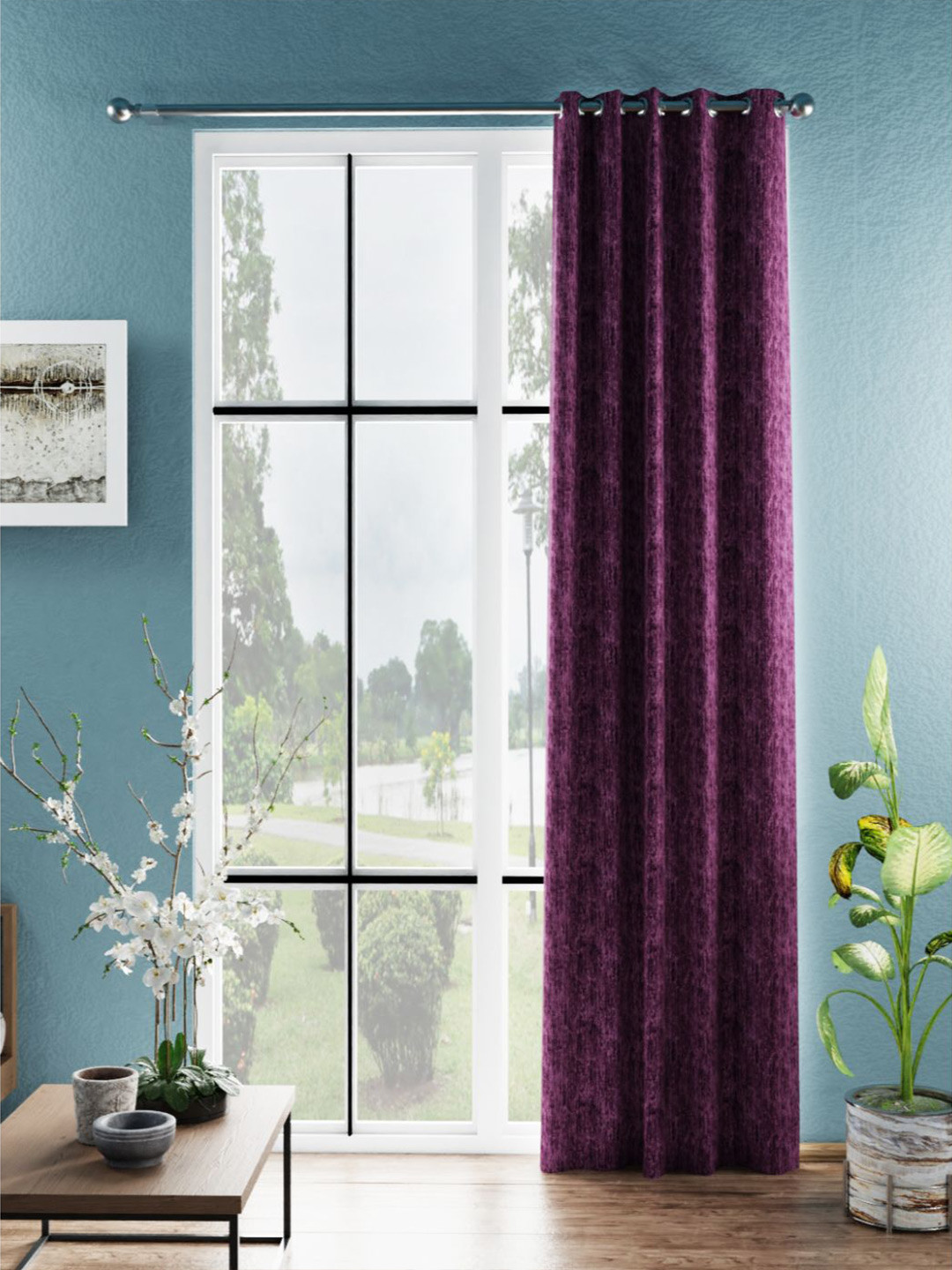 BIANCA Purple Room Printed Darkening Window Curtain