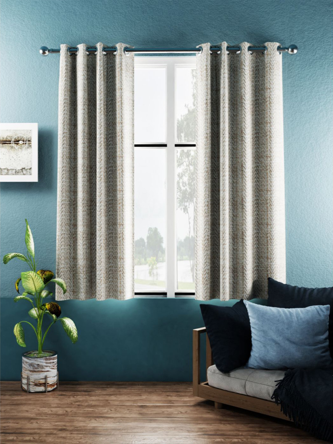 BIANCA Set of 2 Grey Dromanio Room Darkening Window Curtain