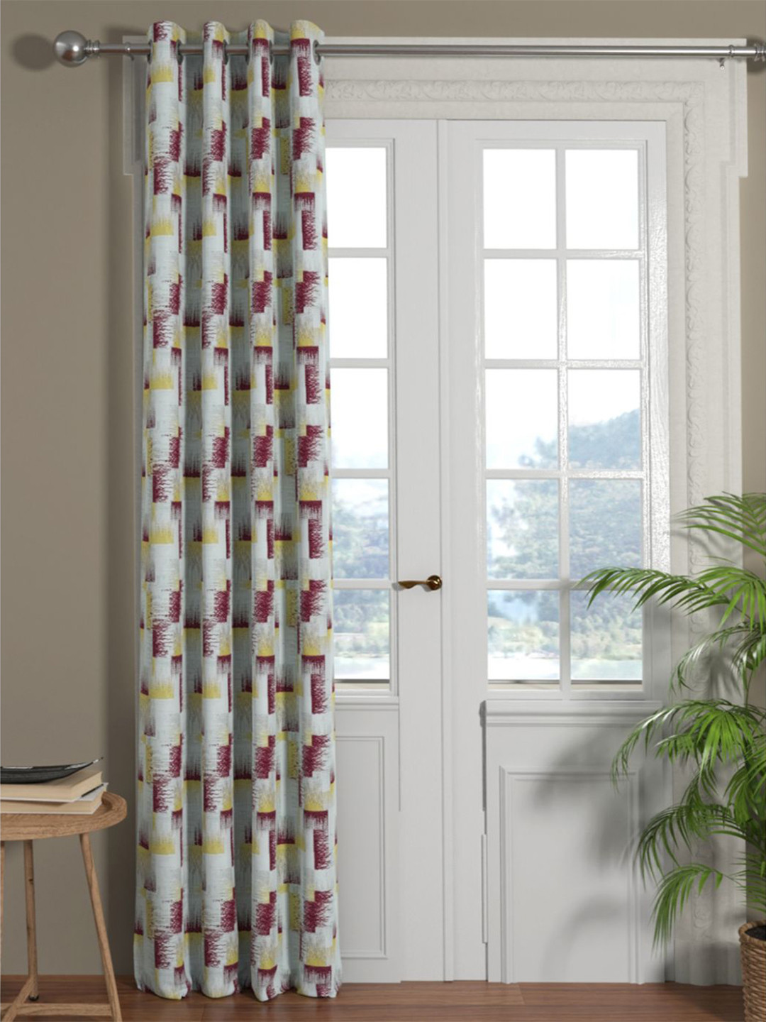 KOPA Green & Maroon Room Darkening Door Curtain