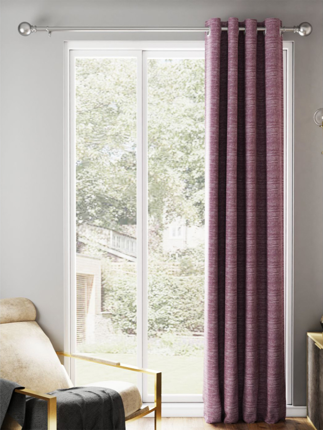 BIANCA Purple Room Darkening Jacquard Door Curtain