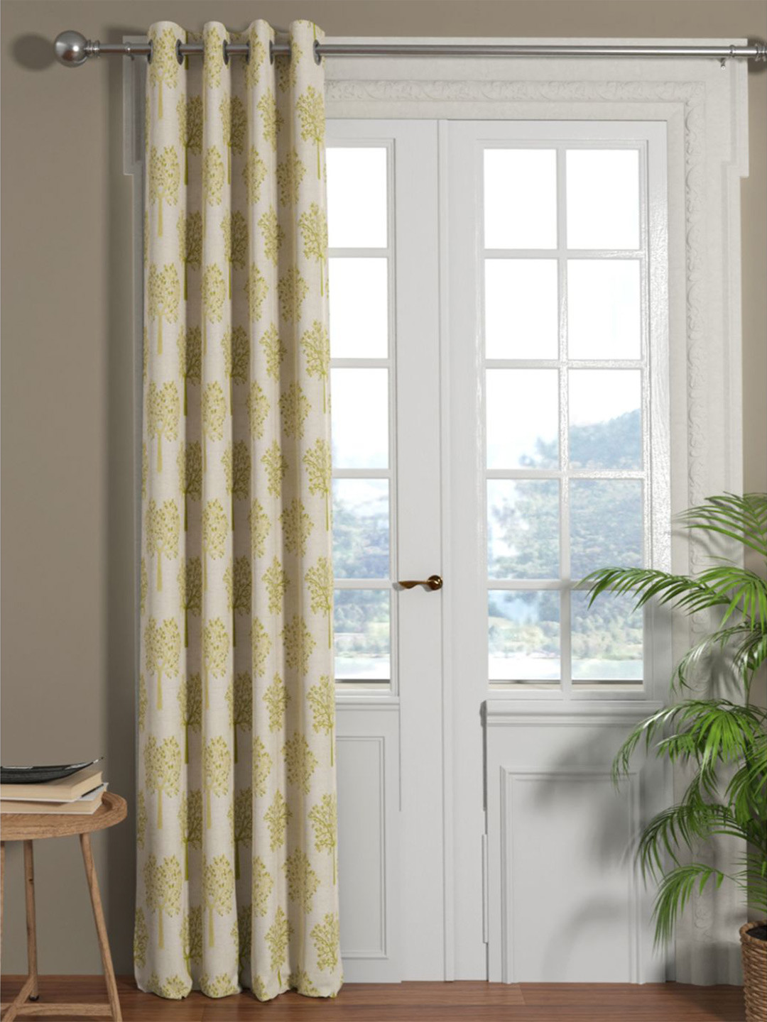 KOPA Green & White Floral Room Darkening Door Curtain
