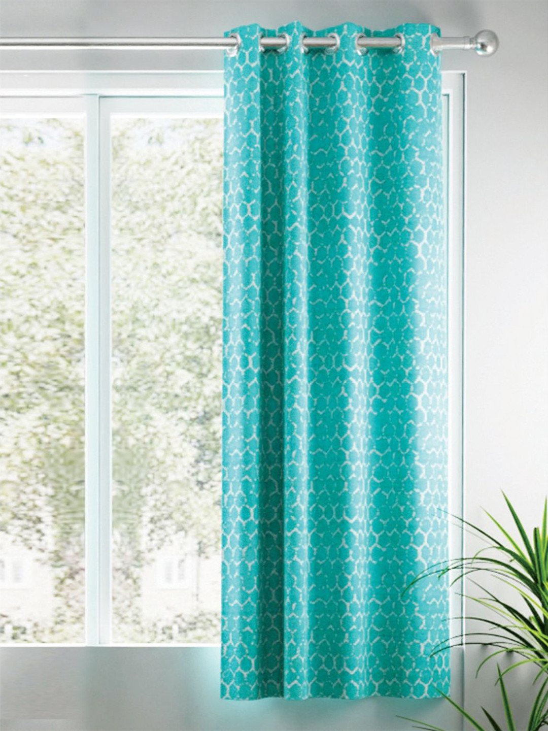 BIANCA Sea Green Geometric Room Darkening Window Curtain