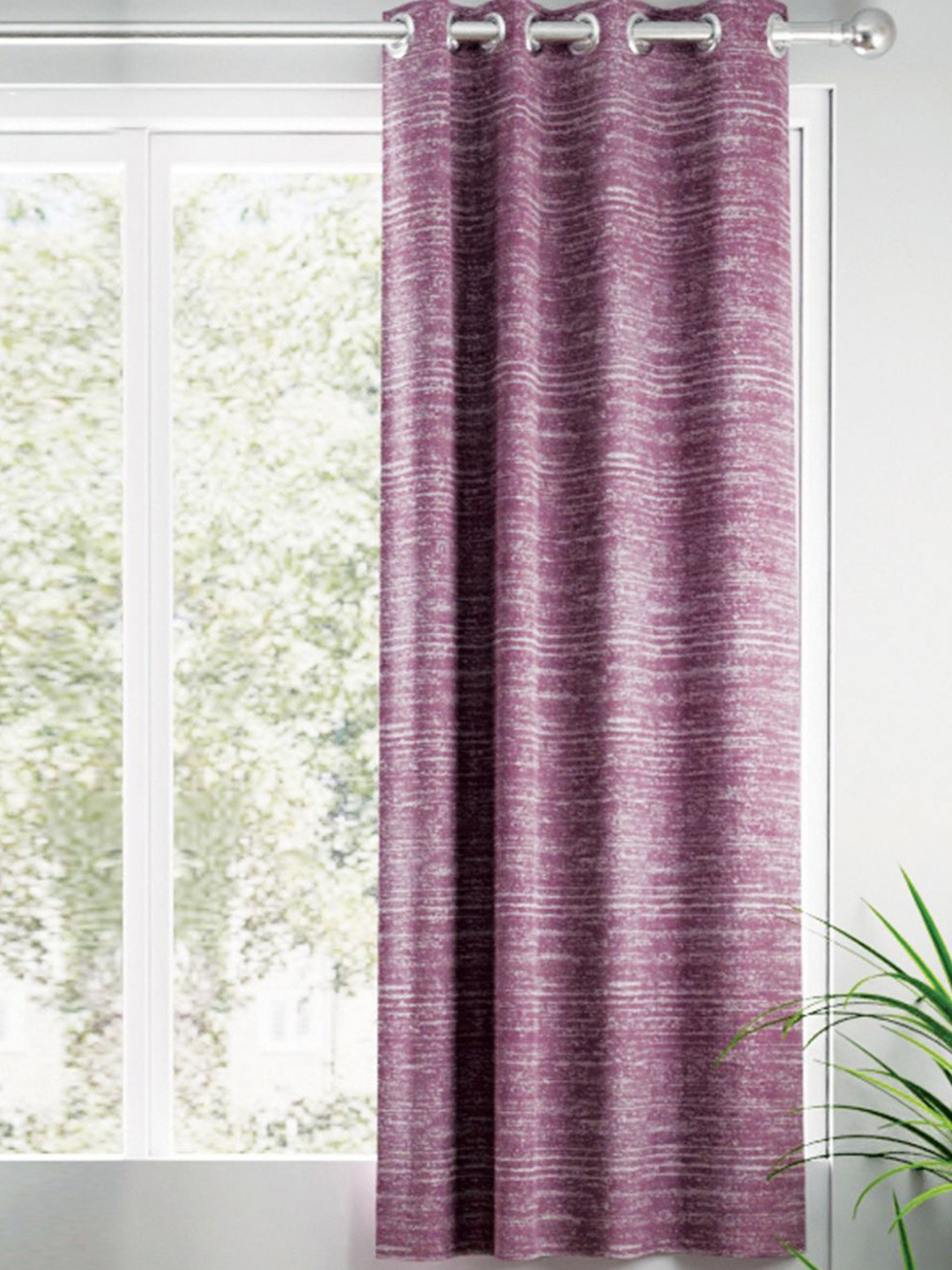 BIANCA Purple Striped Room Darkening Window Curtain