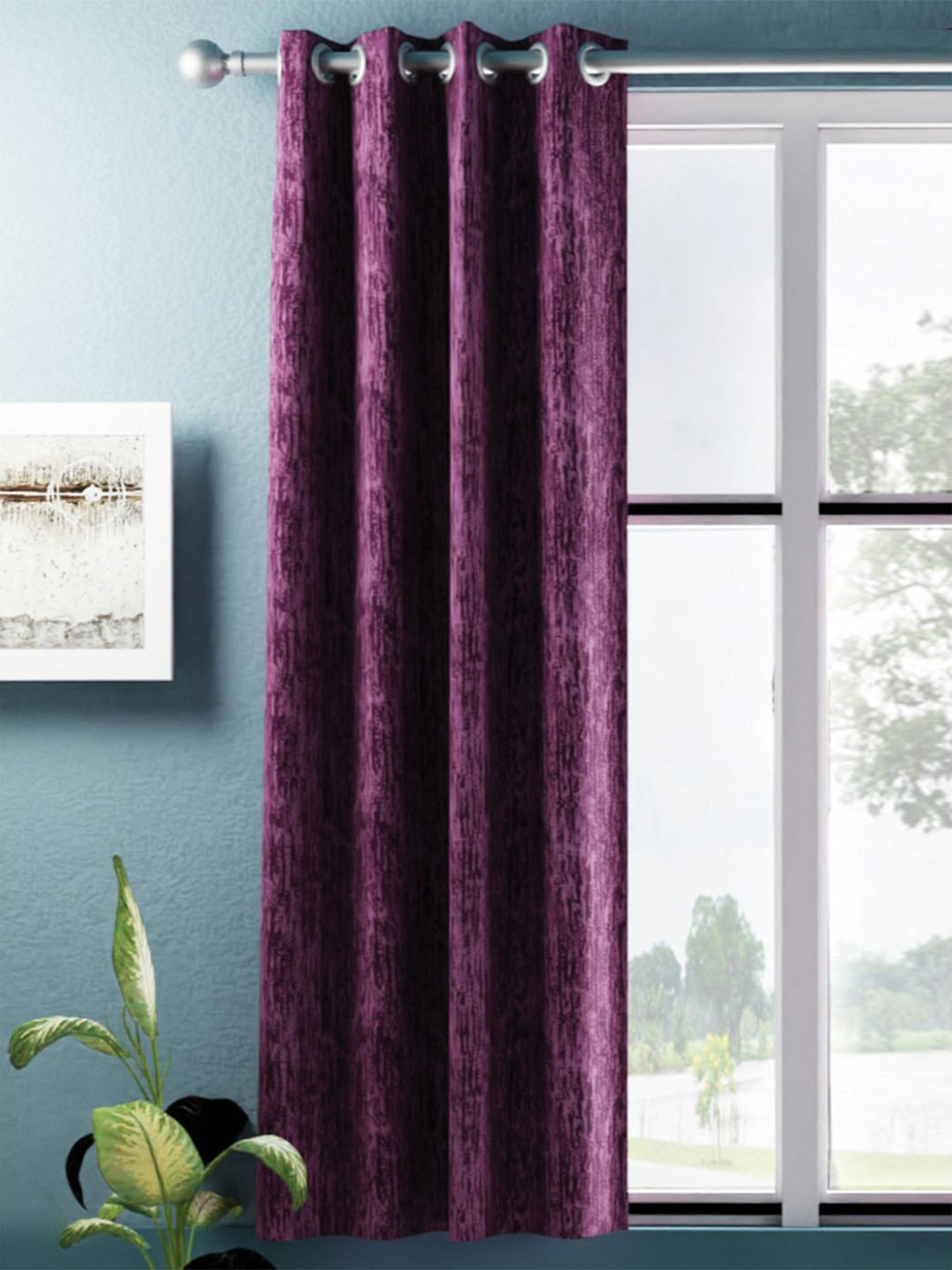 BIANCA Purple Abstract Room Darkening Window Curtain