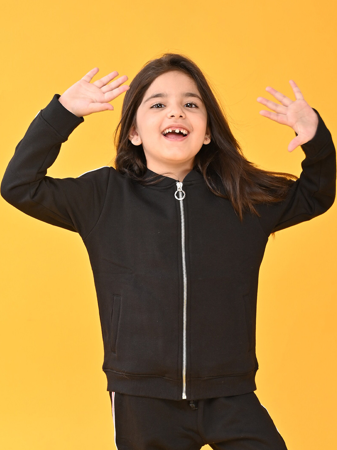 Anthrilo Girls Black Zip Up Sweatshirt