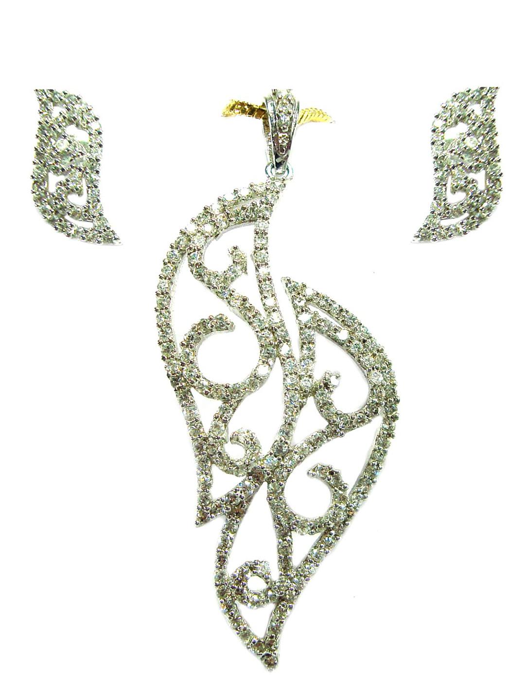 FEMMIBELLA Silver-Toned Gold-Plated Leaf Pendant Set
