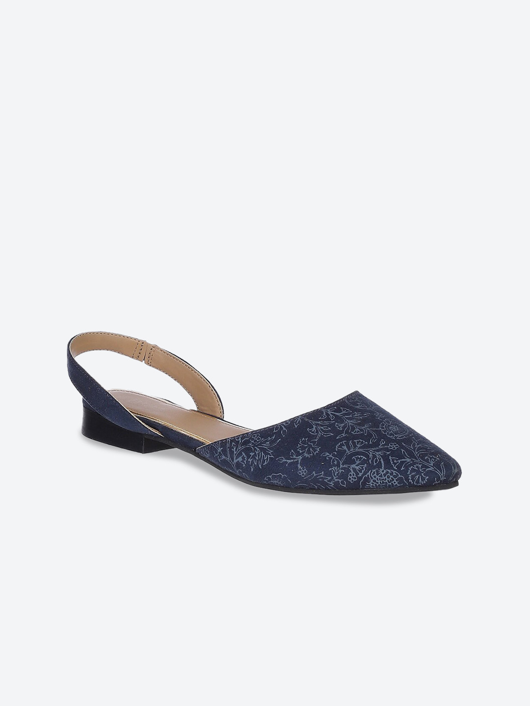 Biba Women Navy Blue Printed Mules Flats