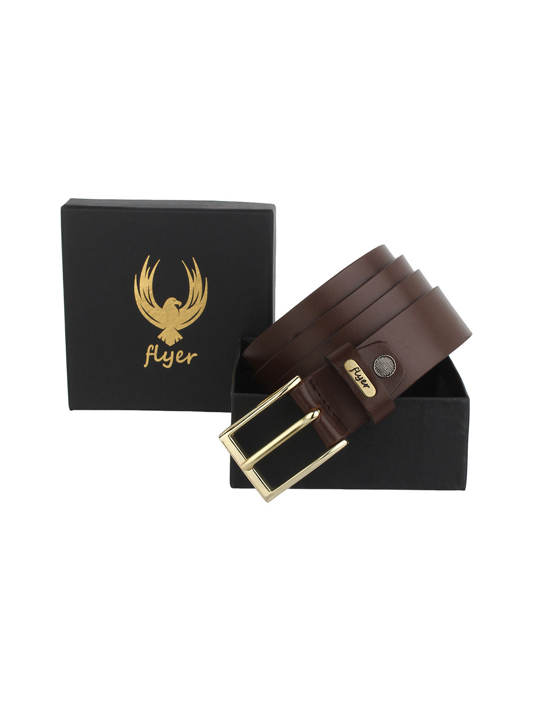 Flyer Men Brown Leather Formal Belt