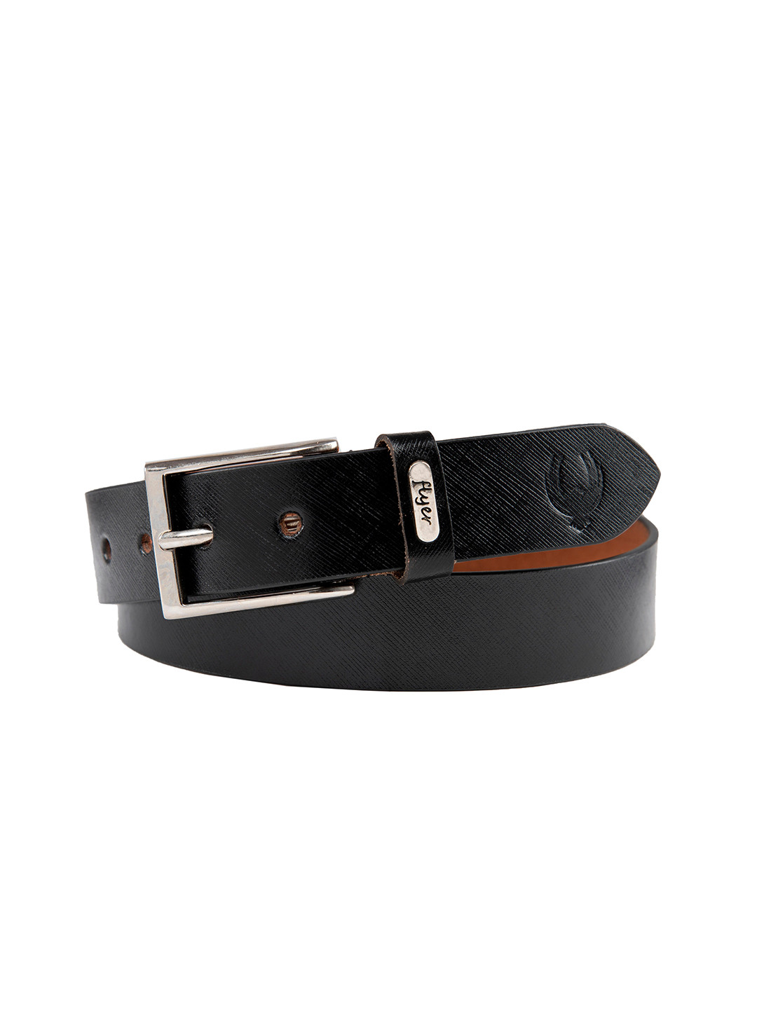 Flyer Men Black Textured Leather Formal Belt